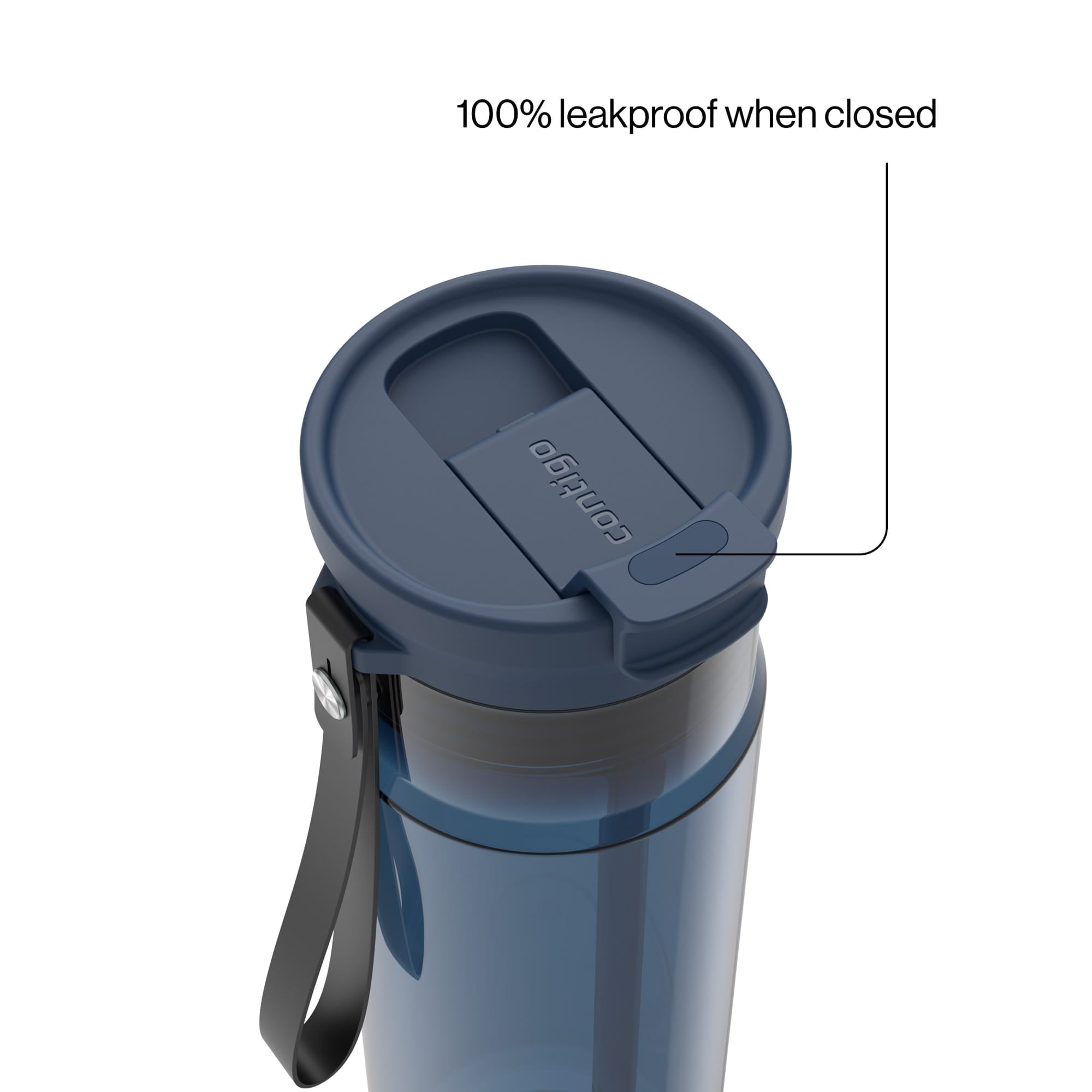Contigo DualSip Leakproof Plastic Reusable Water Bottle with Carrying Strap, Cream/Clear, 28 oz | OMPB
