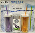Contigo Shake &amp; Go Plastic Tumblers - Set of 3 (Lavender Orange &amp; Clear) | JKPW