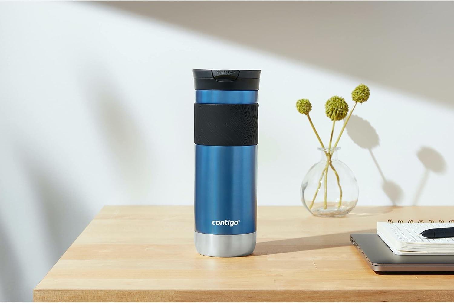 Contigo SNAPSEAL Insulated Stainless Steel Travel Mug with Grip, 16 oz, Blueberry Transparent Satin &amp; Gold Morel, 2-Pack | MOL5