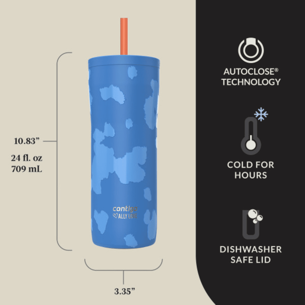 Contigo x Ally Love Streeterville 2.0 Stainless Steel Tumbler with Straw, 24 oz, Stellar Jay | 13E8