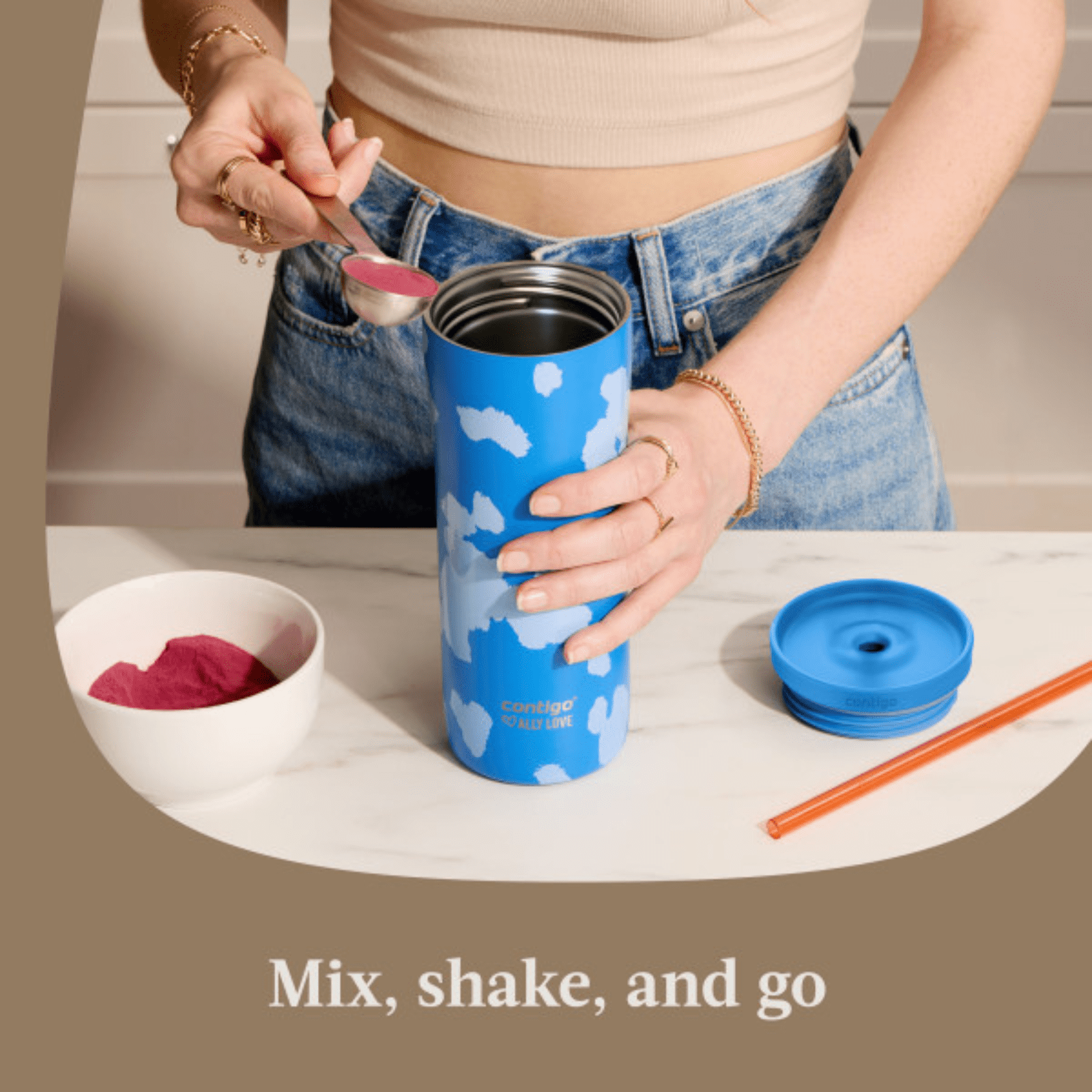 Contigo x Ally Love Streeterville 2.0 Stainless Steel Tumbler with Straw, 24 oz, Stellar Jay | 13E8