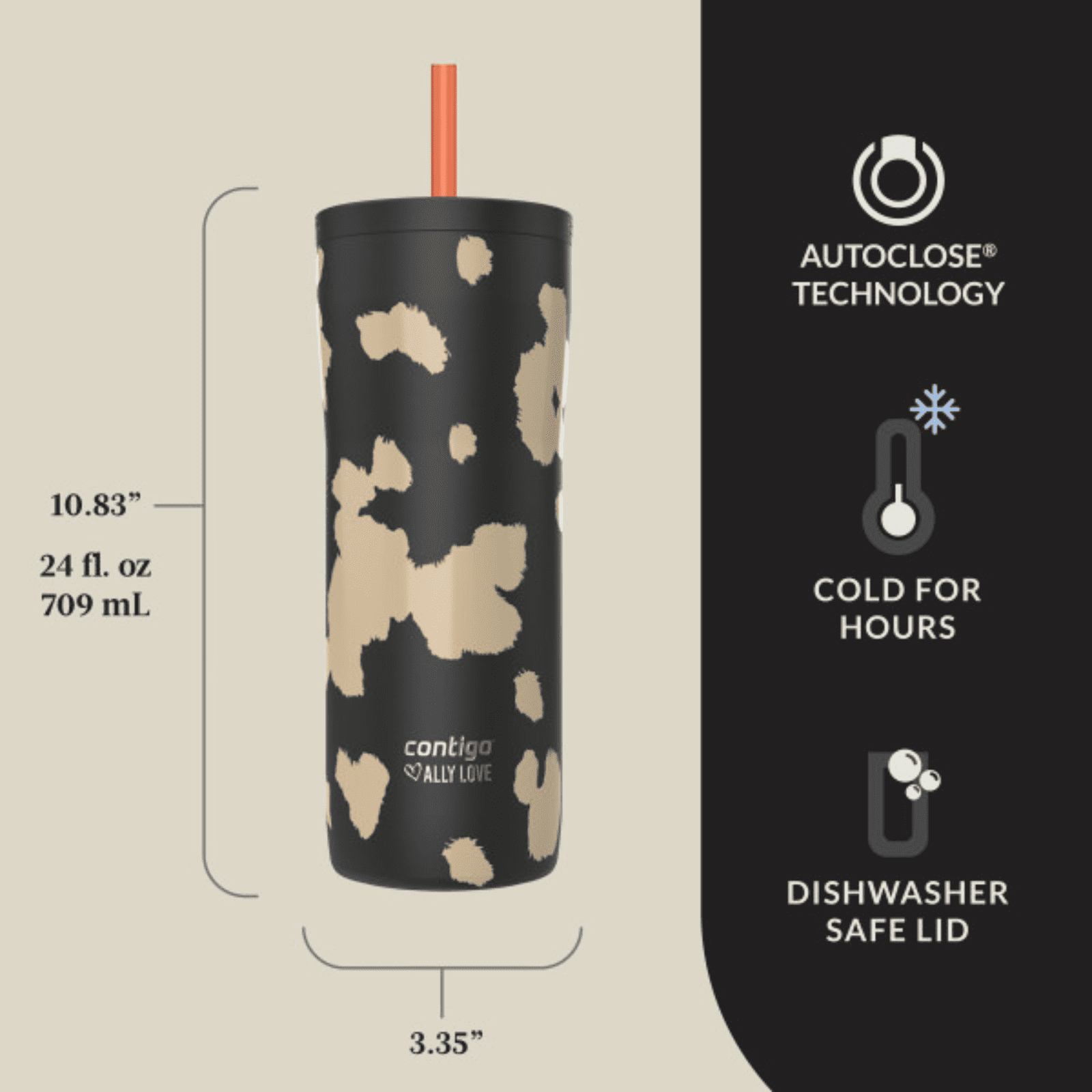 Contigo x Ally Love Streeterville 2.0 Stainless Steel Tumbler with Straw, 24 oz, Stellar Jay | 13E8