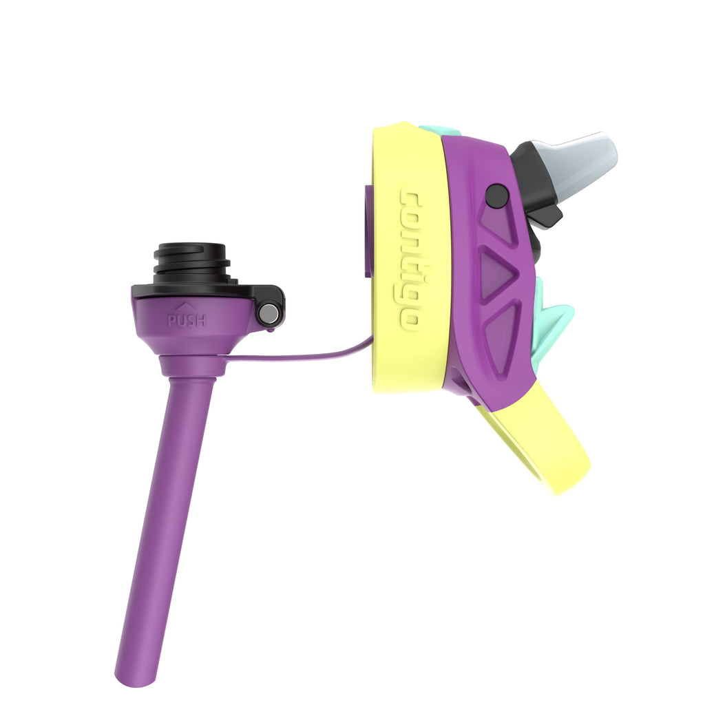 (4 pack) Contigo Kids Water Bottle with Redesigned AUTOSPOUT Straw, 14 oz, Grape Forest Haven | DXIS