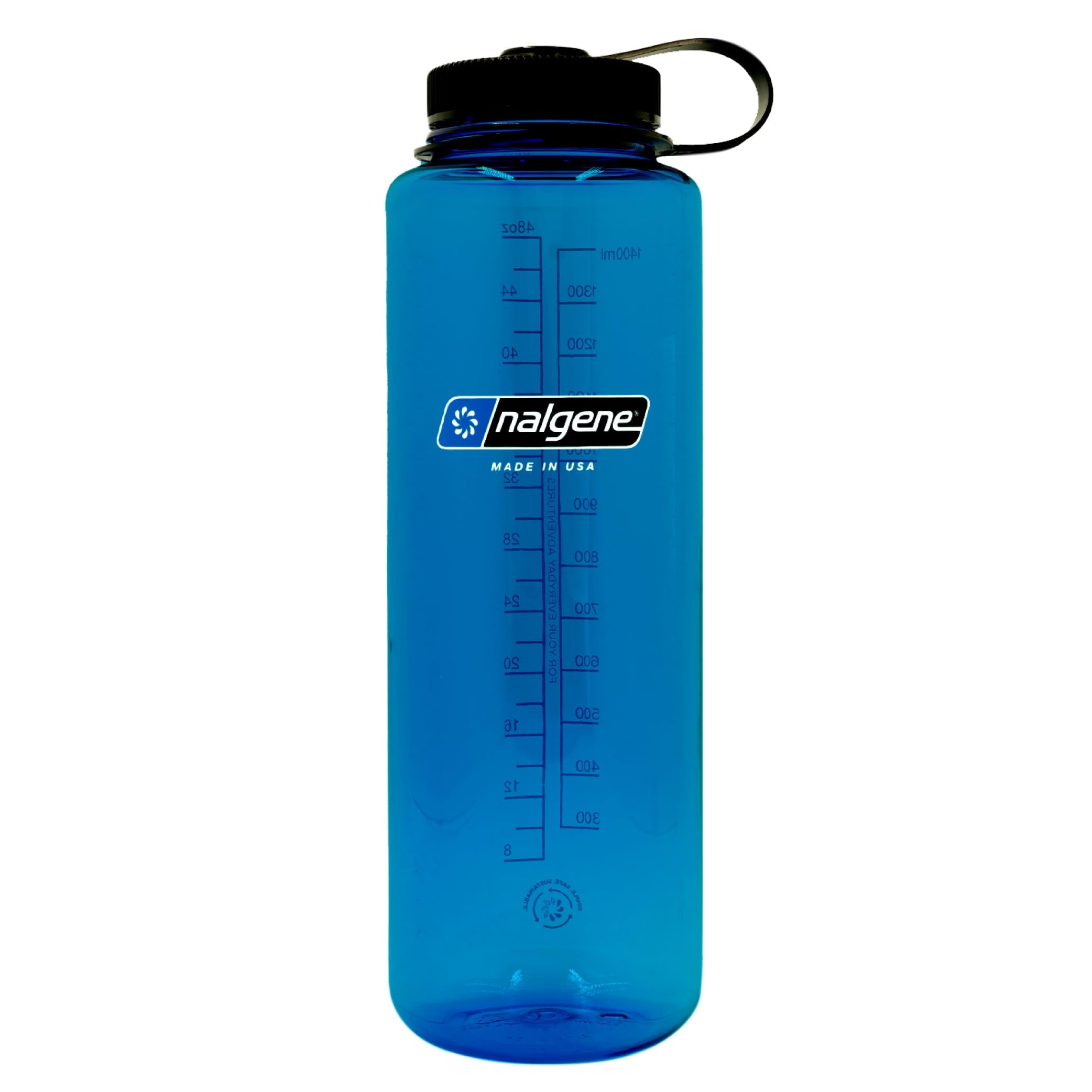 Nalgene Sustain Tritan BPA-Free Water Bottle Made with Material Derived from 50% Plastic Waste (using ISCC certified mass balance), 48 OZ, Wide Mouth, Blue | KSM6