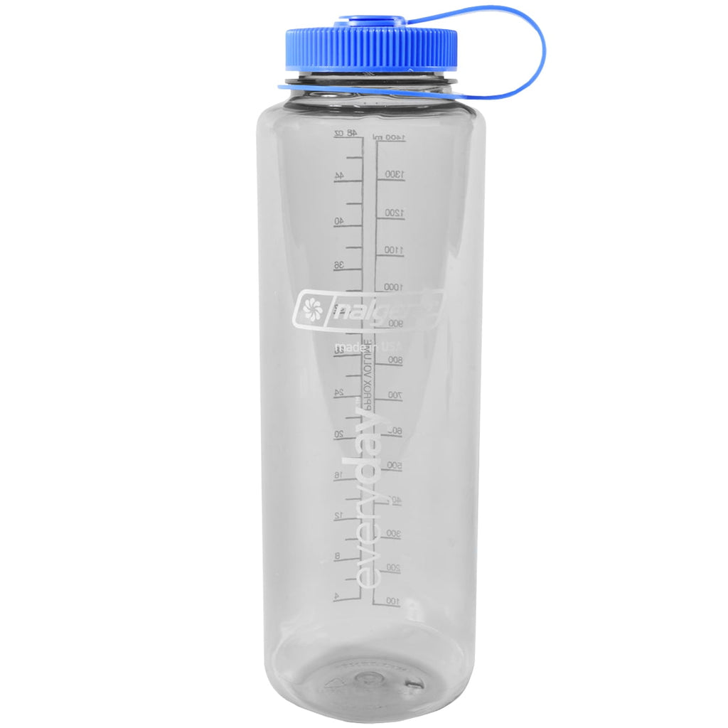 Nalgene Sustain Tritan BPA-Free Water Bottle Made with Material Derived from 50% Plastic Waste (using ISCC certified mass balance), 48 OZ, Wide Mouth, Blue | KSM6