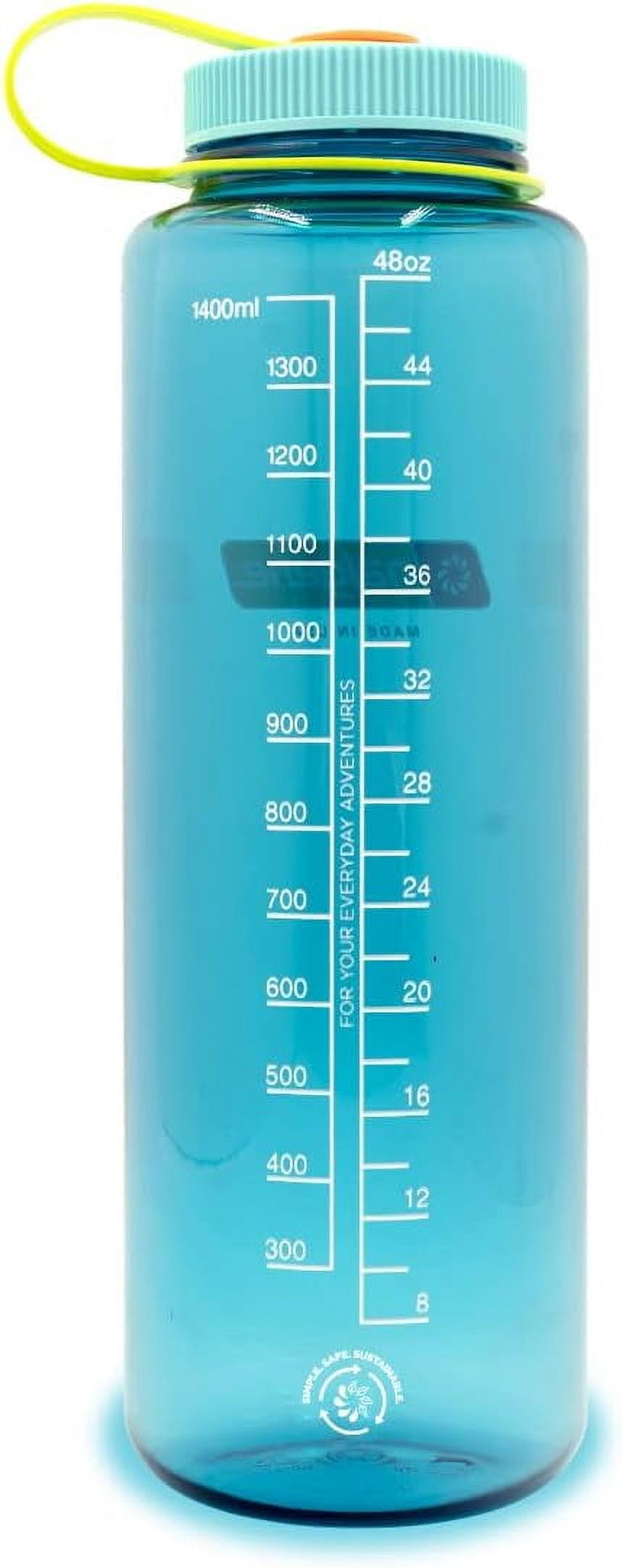 Nalgene Sustain Tritan BPA-Free Water Bottle Made with Material Derived from 50% Plastic Waste (using ISCC certified mass balance), 48 OZ, Wide Mouth, Blue | KSM6
