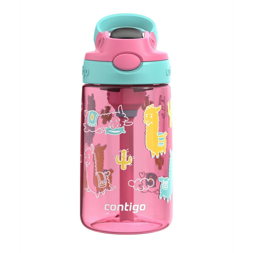 Contigo 14oz Kids' Water Bottle with Redesigned AutoSpout Straw Azalea Jade Vine with Llamas | ASHW