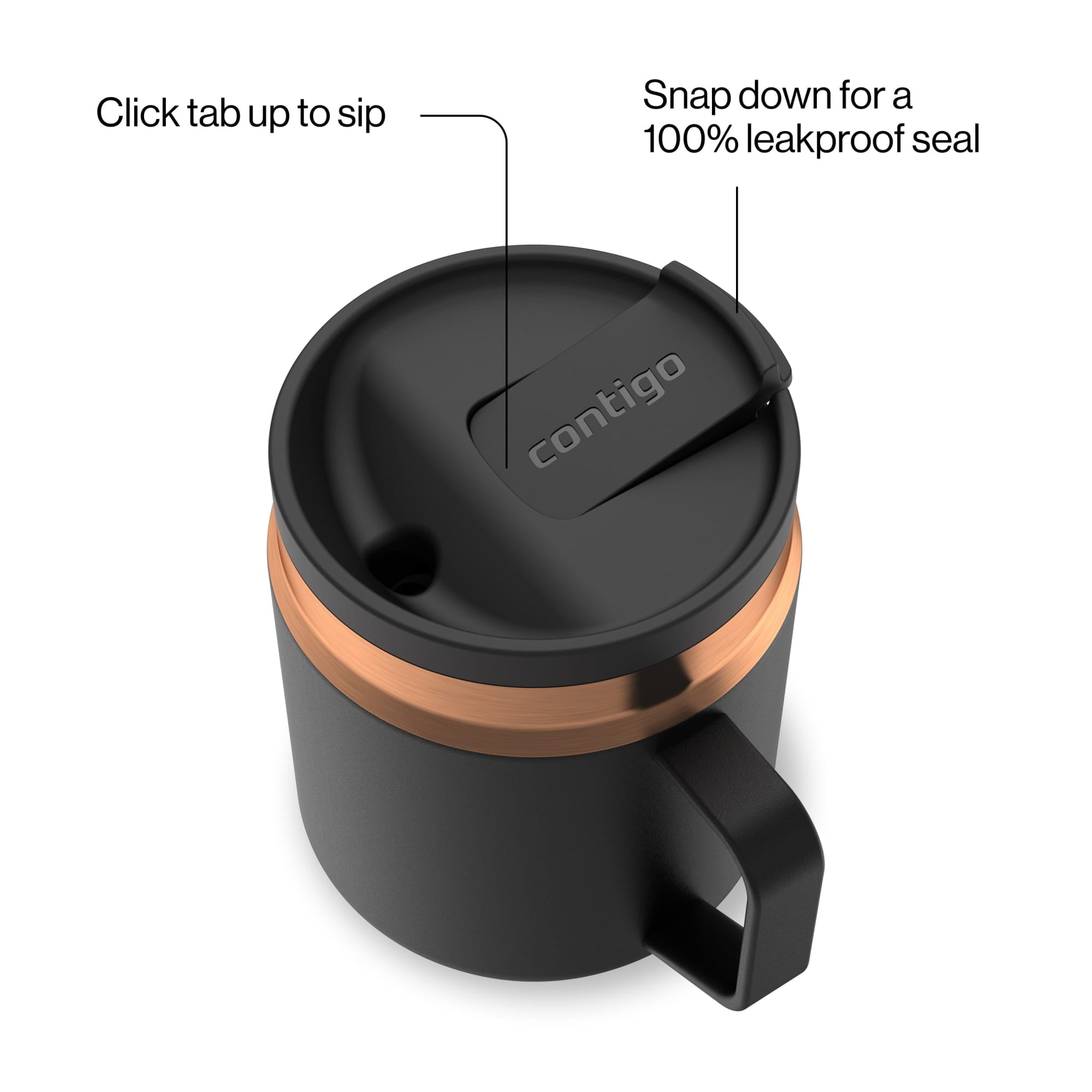 Contigo SnapSeal Leakproof Stainless Steel Reusable Travel Tumbler,Black/Bronze, 14 oz | 5QOZ