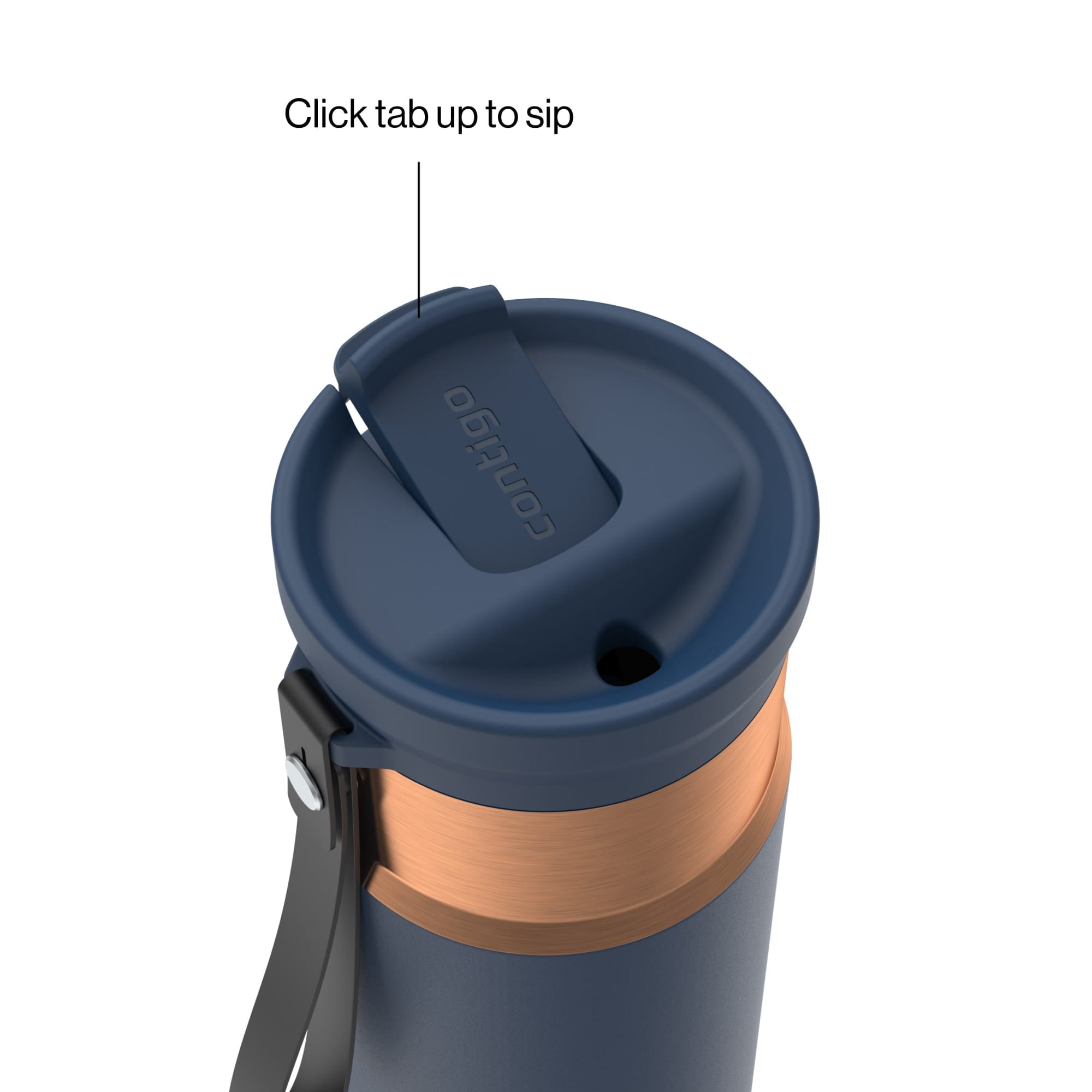 Contigo SnapSeal Leakproof Stainless Steel Reusable Water Bottle with Carrying Strap, Black/Bronze, 16 oz | 1GGM