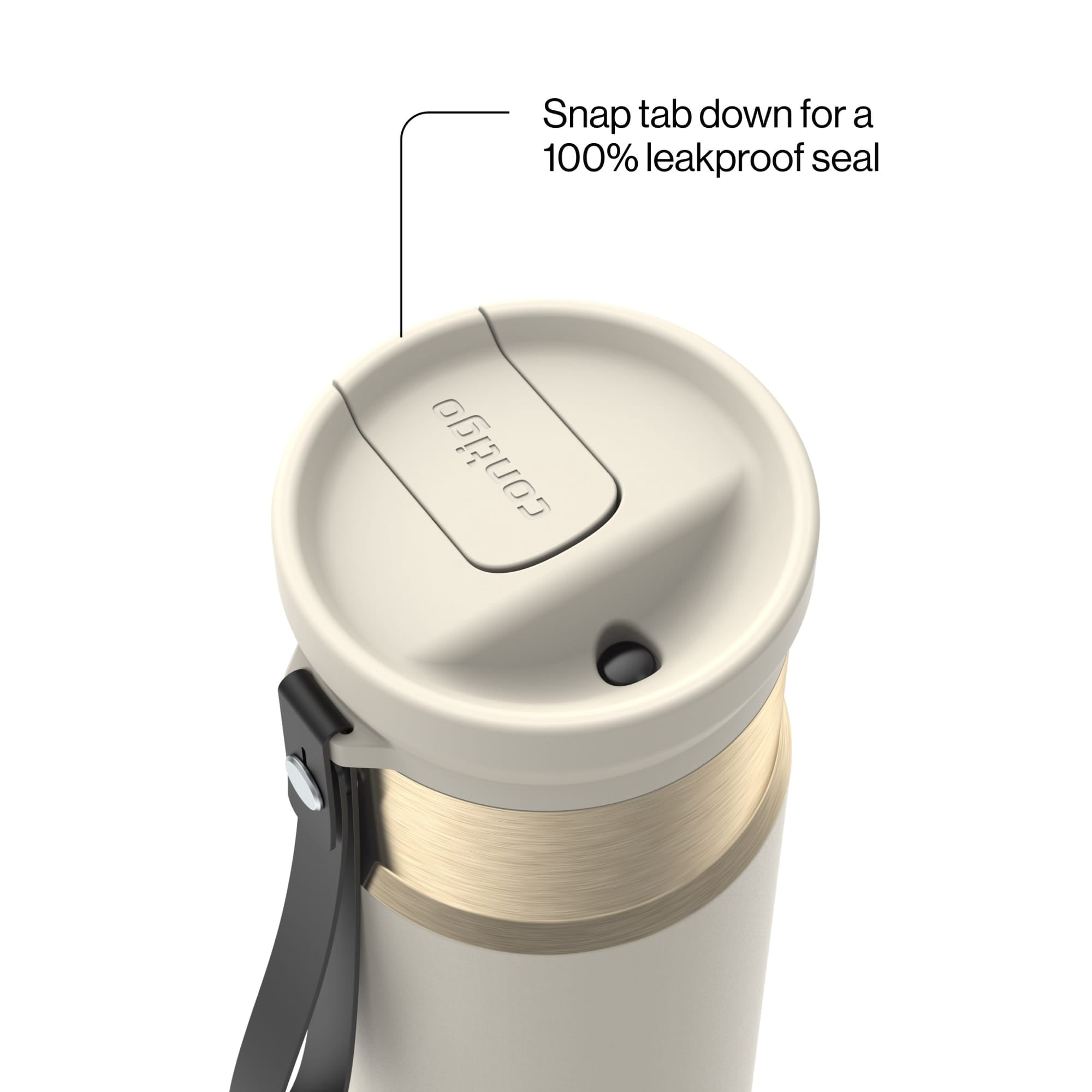 Contigo SnapSeal Leakproof Stainless Steel Reusable Water Bottle with Carrying Strap, Black/Bronze, 16 oz | 1GGM