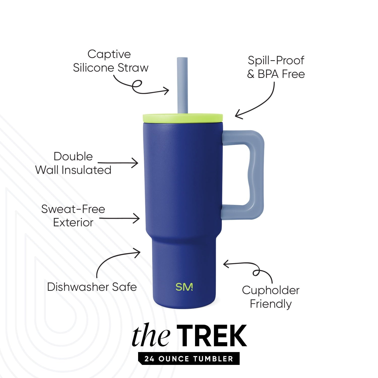 Simple Modern 24oz Trek Tumbler with handle and Silicone Straw Lid | Asteroid | FHBE