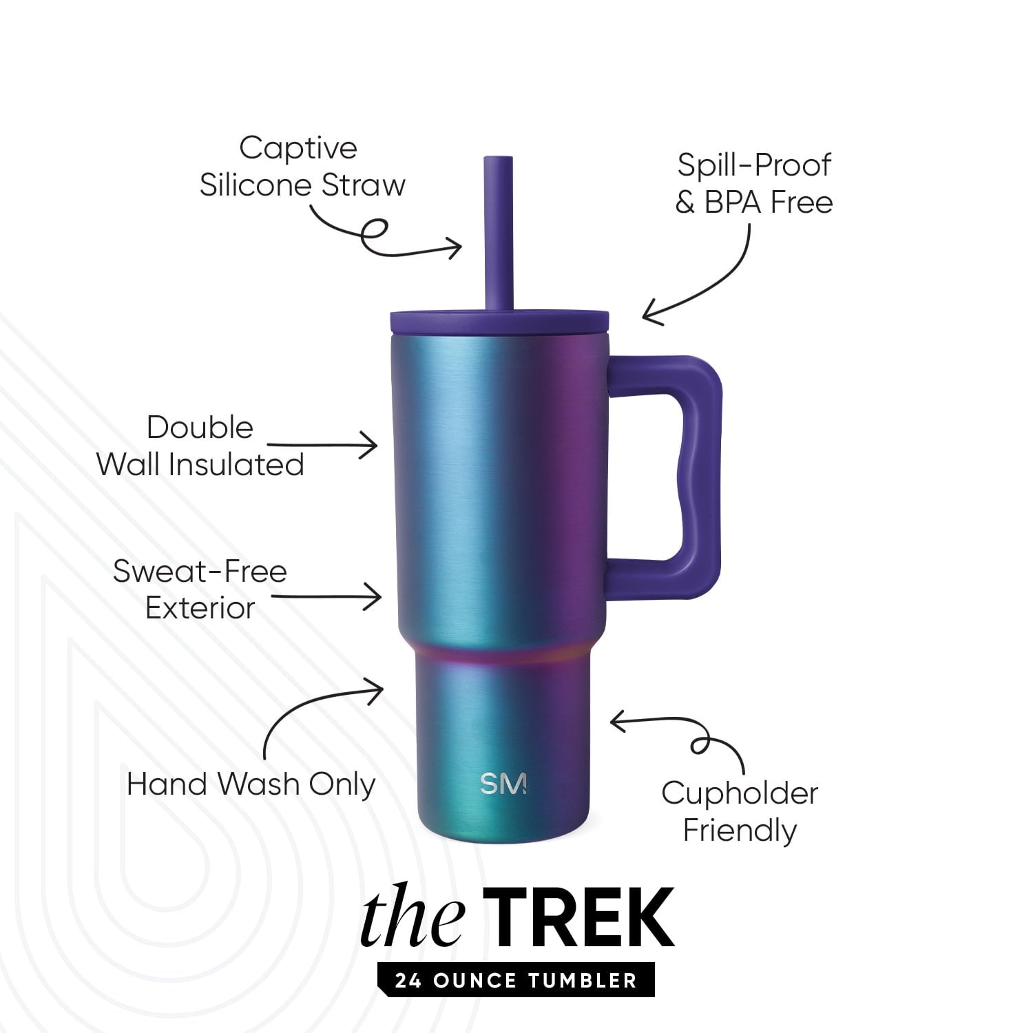 Simple Modern 24oz Trek Tumbler with handle and Silicone Straw Lid | Asteroid | FHBE