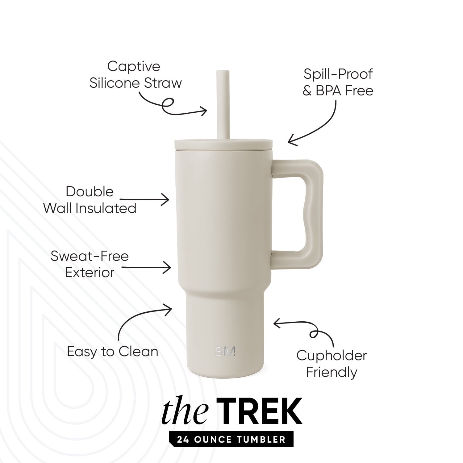 Simple Modern 24oz Trek Tumbler with handle and Silicone Straw Lid | Asteroid | FHBE