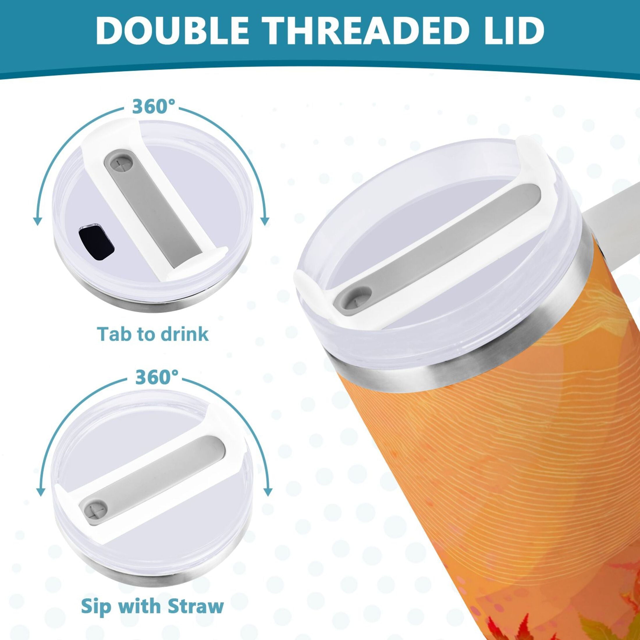 40 oz Insulated Stainless Steel Tumbler Double Wall Stainless Steel Tumbler with 2-Way Drinking Red Maple Leaves in Autumn | WNGA