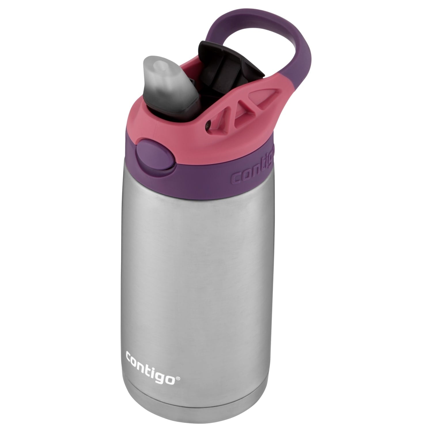 Contigo Kids Stainless Steel Water Bottle with Redesigned AUTOSPOUT Straw Lid Eggplant and Punch, 13 fl oz. | B0TD