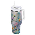40 oz Insulated Stainless Steel Tumbler Double Wall Stainless Steel Tumbler with 2-Way Drinking Abstract Wildflowers | I3Z5