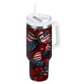 40 oz Insulated Stainless Steel Tumbler Double Wall Stainless Steel Tumbler with 2-Way Drinking Butterfly with National Flag | YWZ4