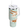 40 oz Insulated Stainless Steel Tumbler Double Wall Stainless Steel Tumbler with 2-Way Drinking Cute Airplanes | TUVG