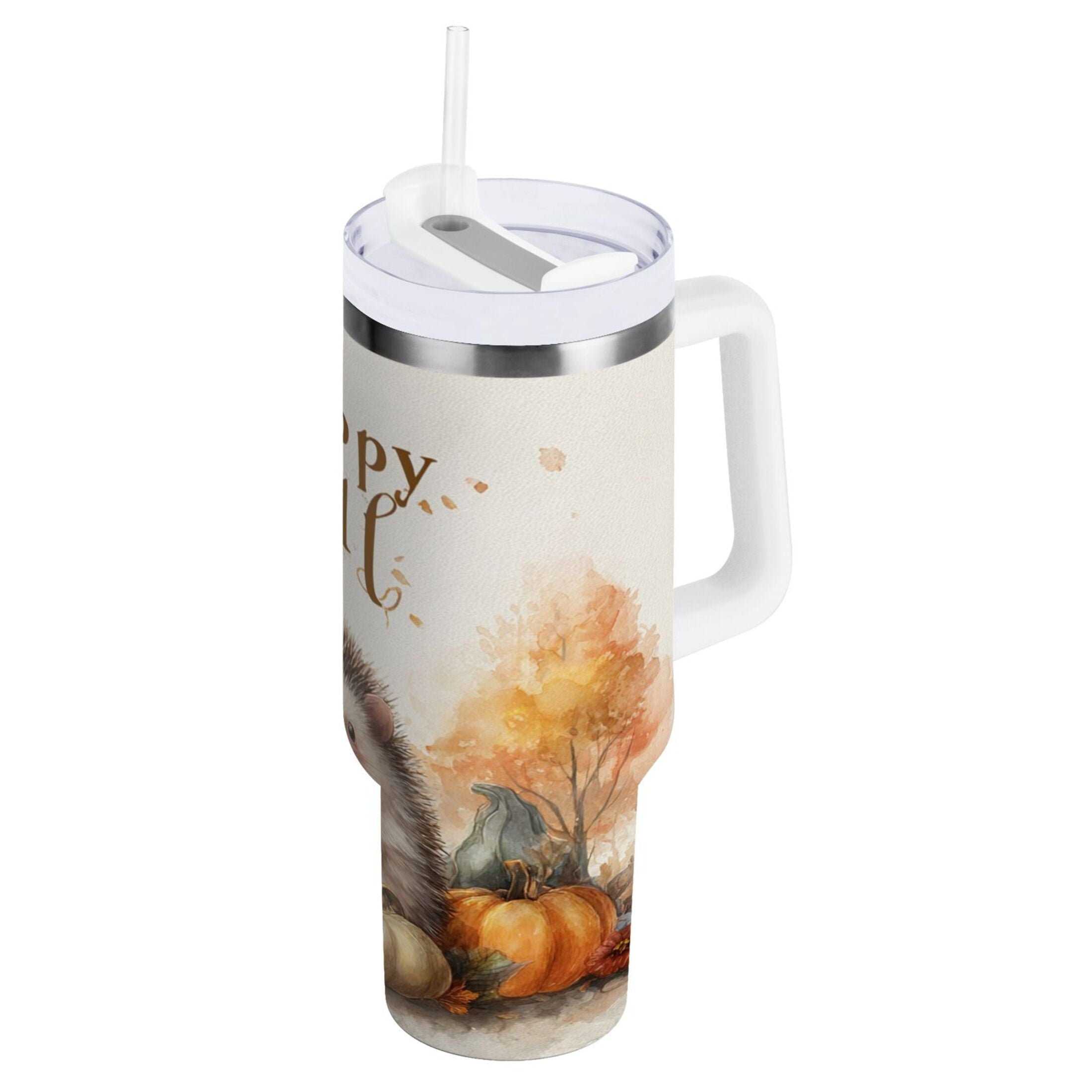 30 oz Insulated Stainless Steel Tumbler Double Wall Stainless Steel Tumbler with 2-Way Drinking Cute Little Hedgehog | EEQE