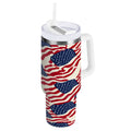 40 oz Insulated Stainless Steel Tumbler Double Wall Stainless Steel Tumbler with 2-Way Drinking Flags Abstract Design | S29J