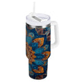 40 oz Insulated Stainless Steel Tumbler Double Wall Stainless Steel Tumbler with 2-Way Drinking Intricate Geometric Shapes | PH94