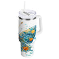40 oz Insulated Stainless Steel Tumbler Double Wall Stainless Steel Tumbler with 2-Way Drinking Intricately Butterfly | UX83