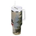 40 oz Insulated Stainless Steel Tumbler Double Wall Stainless Steel Tumbler with 2-Way Drinking Moody Snowman Couple | 3CRR