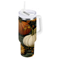 40 oz Insulated Stainless Steel Tumbler Double Wall Stainless Steel Tumbler with 2-Way Drinking Pumpkins and Sunflowers Pattern | TB11