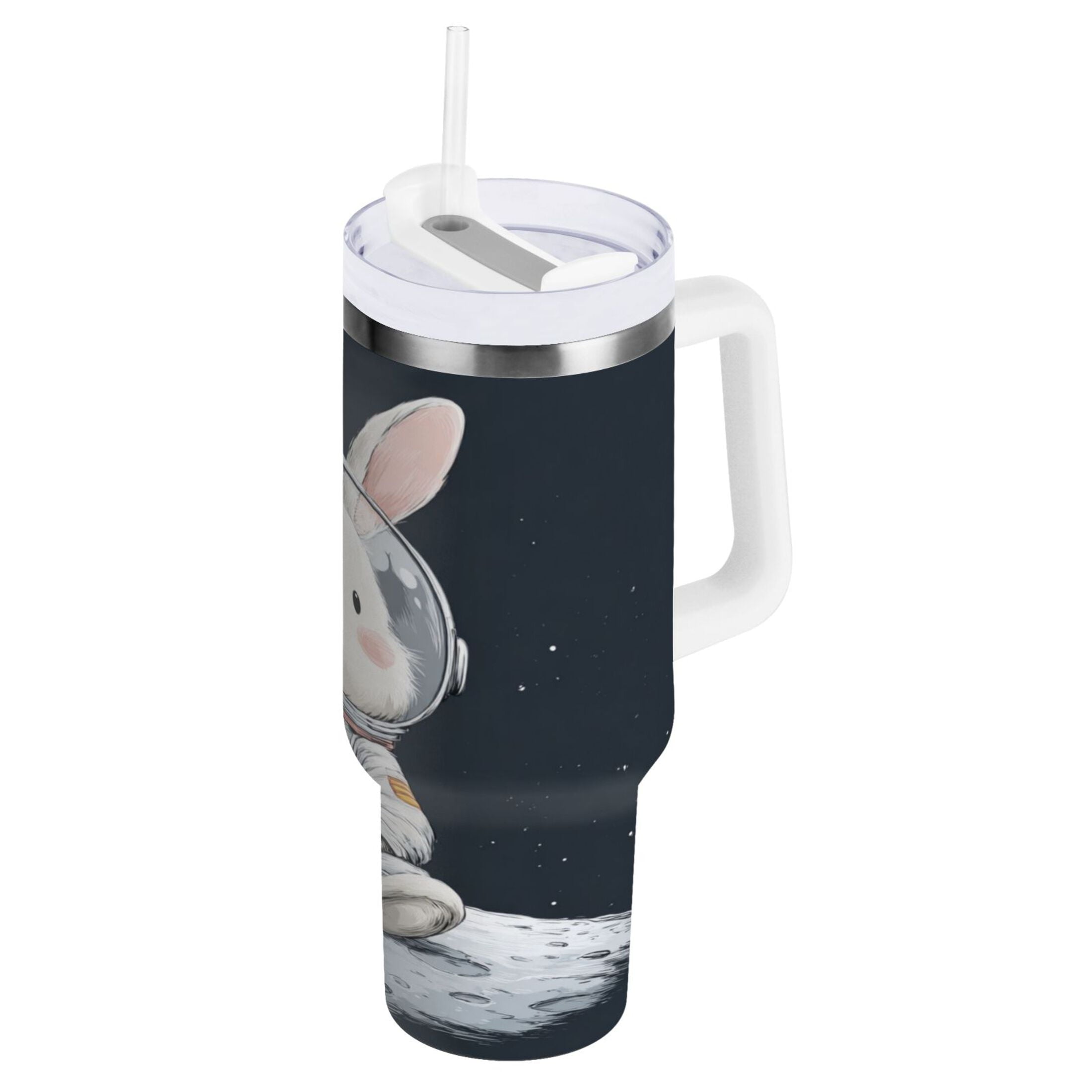 40 oz Insulated Stainless Steel Tumbler Double Wall Stainless Steel Tumbler with 2-Way Drinking Rabbit in A Space | ENFR