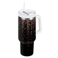 40 oz Insulated Stainless Steel Tumbler Double Wall Stainless Steel Tumbler with 2-Way Drinking Rose Gold Glitter | 6H6E