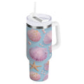 40 oz Insulated Stainless Steel Tumbler Double Wall Stainless Steel Tumbler with 2-Way Drinking Seashells and Pearls Pattern | DLKW