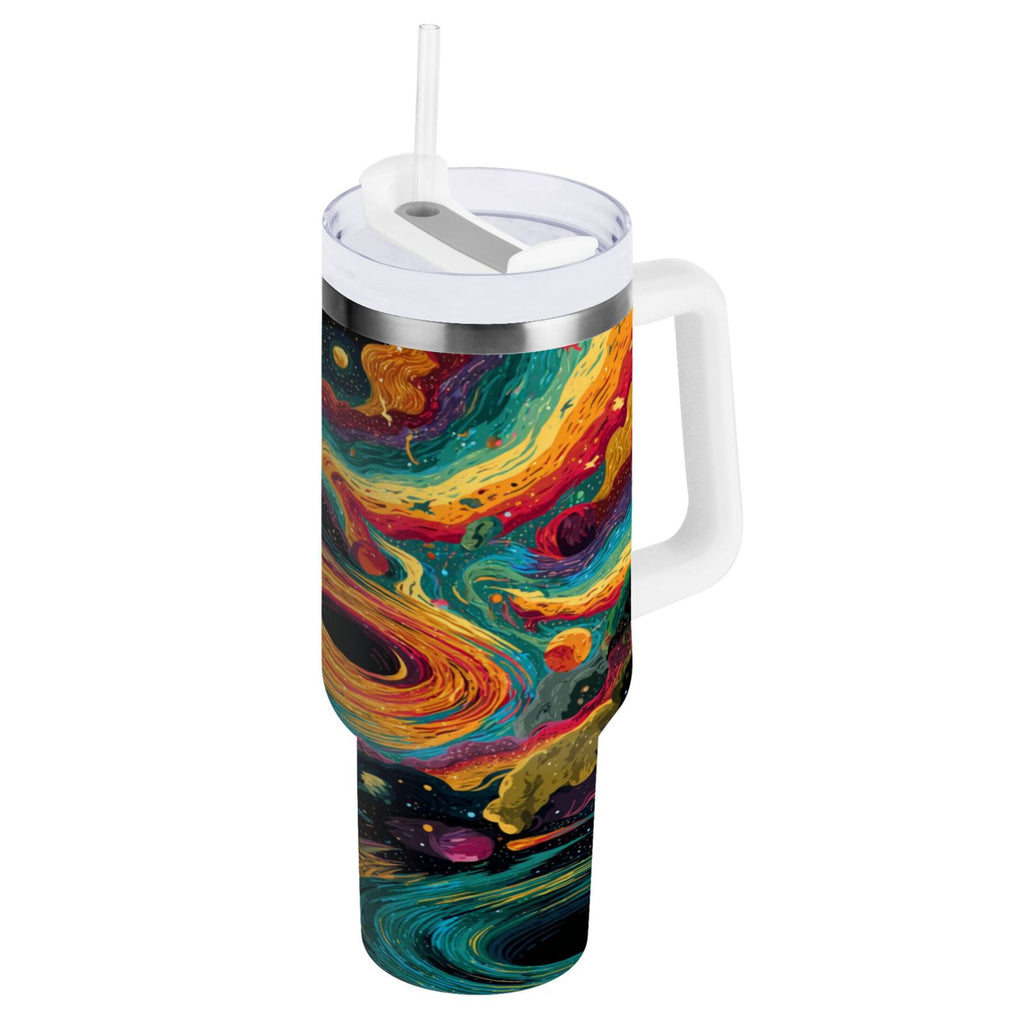 40 oz Insulated Stainless Steel Tumbler Double Wall Stainless Steel Tumbler with 2-Way Drinking Swirling Galaxy | ALJT