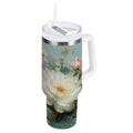 40 oz Insulated Stainless Steel Tumbler Double Wall Stainless Steel Tumbler with 2-Way Drinking Vintage Peonies and Daisies | 0ZIT