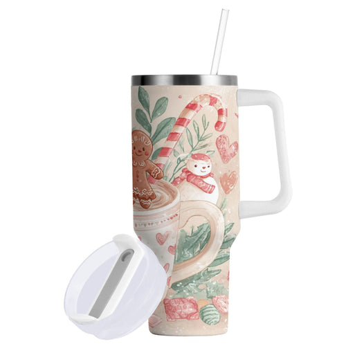 30 oz Insulated Stainless Steel Tumbler Double Wall Stainless Steel Tumbler with 2-Way Drinking Cute Christmas Design | PE93