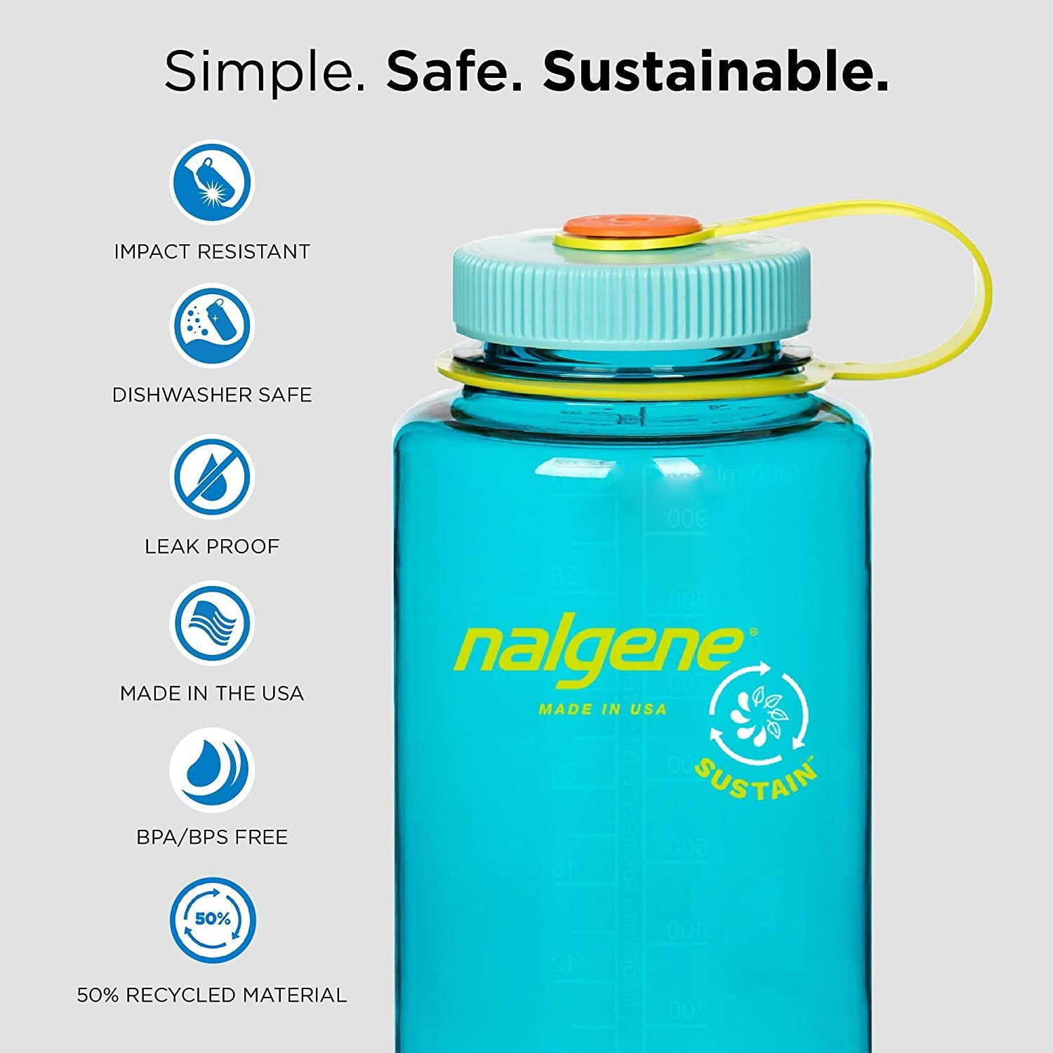 Nalgene Sustain 32 oz. Wide Mouth Water Bottle - Indigo | FFNR