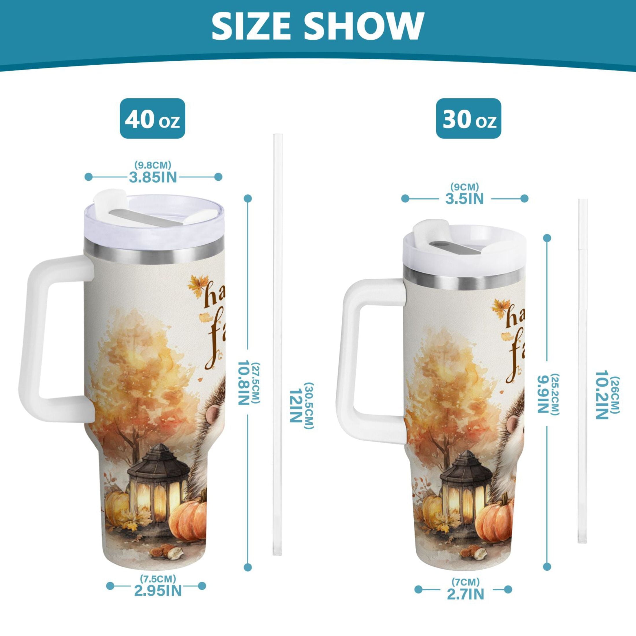 30 oz Insulated Stainless Steel Tumbler Double Wall Stainless Steel Tumbler with 2-Way Drinking Cute Little Hedgehog | EEQE