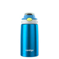 Kids Water Bottle with Straw 13 oz Autospout, Easy Clean Lid, Pop Up Spill Proof Valve, Durable BPA Free Plastic, for School Sports Travel, Blue | QTGN