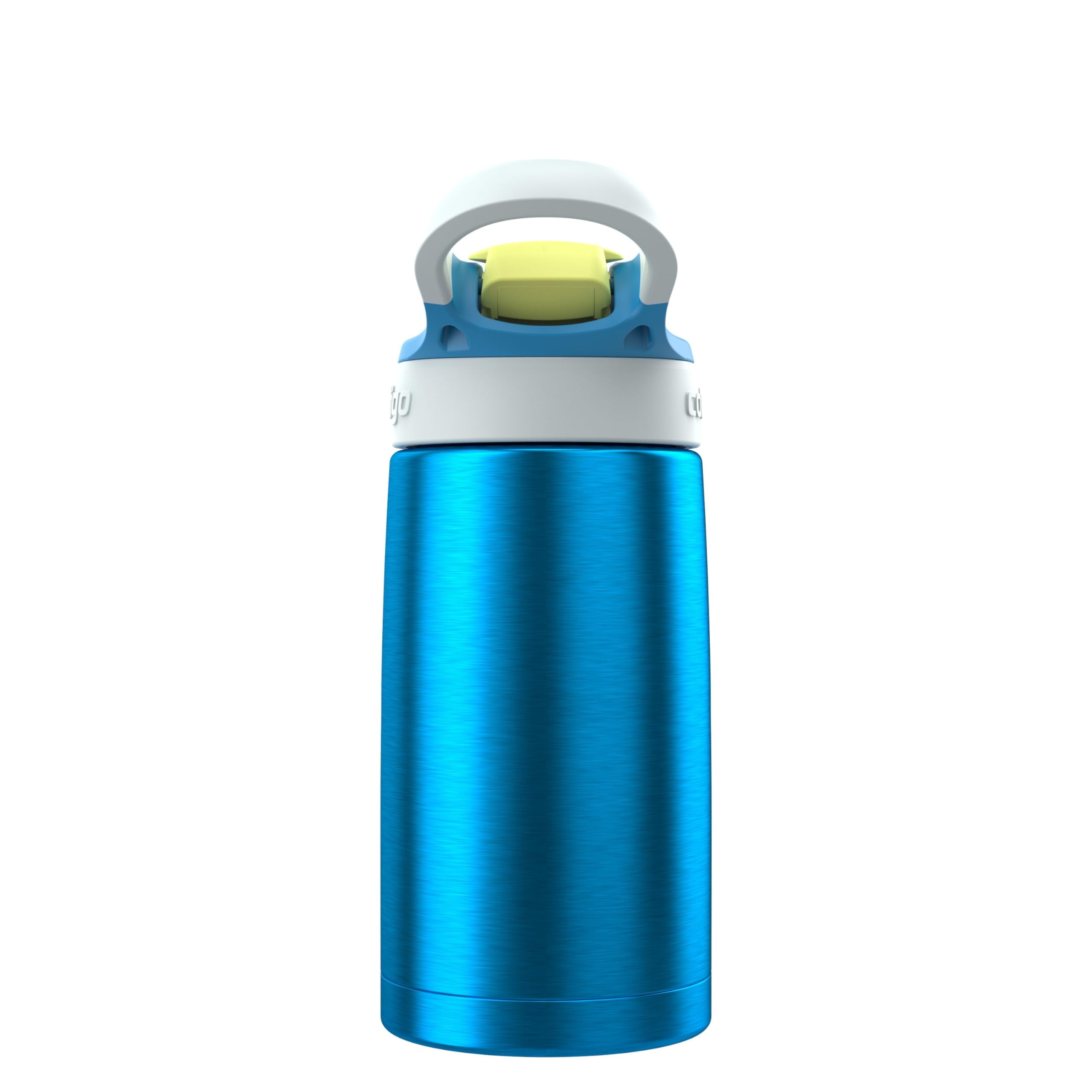 Kids Water Bottle with Straw 13 oz Autospout, Easy Clean Lid, Pop Up Spill Proof Valve, Durable BPA Free Plastic, for School Sports Travel, Blue | QTGN