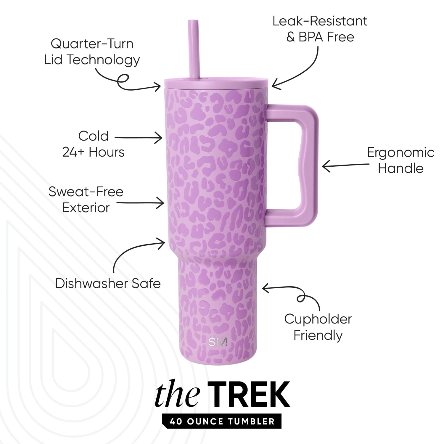 Simple Modern 40 fl oz Insulated Stainless Steel Trek Tumbler with Straw Lid | Blush | DC3U