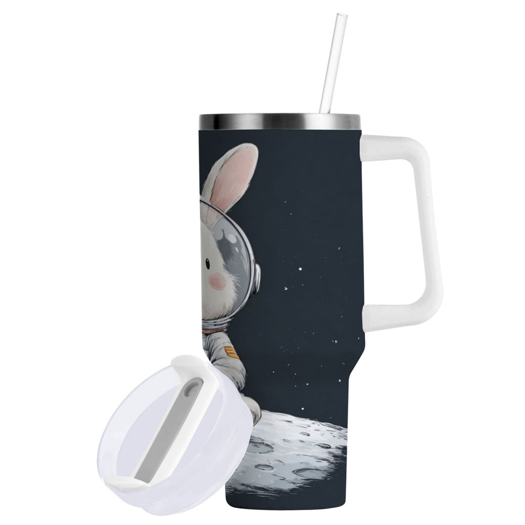 40 oz Insulated Stainless Steel Tumbler Double Wall Stainless Steel Tumbler with 2-Way Drinking Rabbit in A Space | ENFR