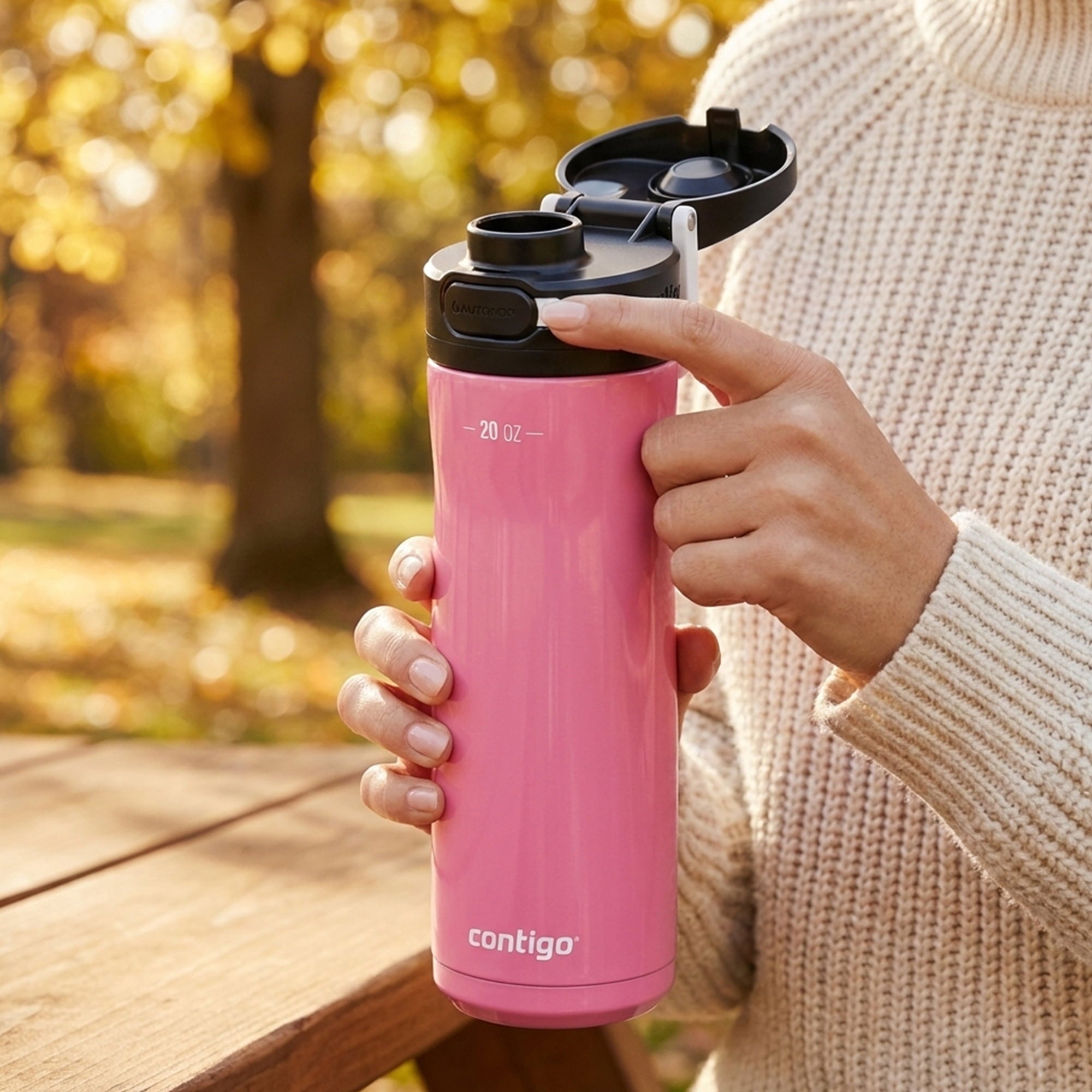 Contigo Jackson Chill 2.0 Stainless Steel Water Bottle with AUTOPOP Lid, 20 Ounces, Azalea | RFI5