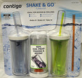 Contigo Shake &amp; Go Plastic Tumblers - Set of 3 (Green Navy &amp; Clear) | L528