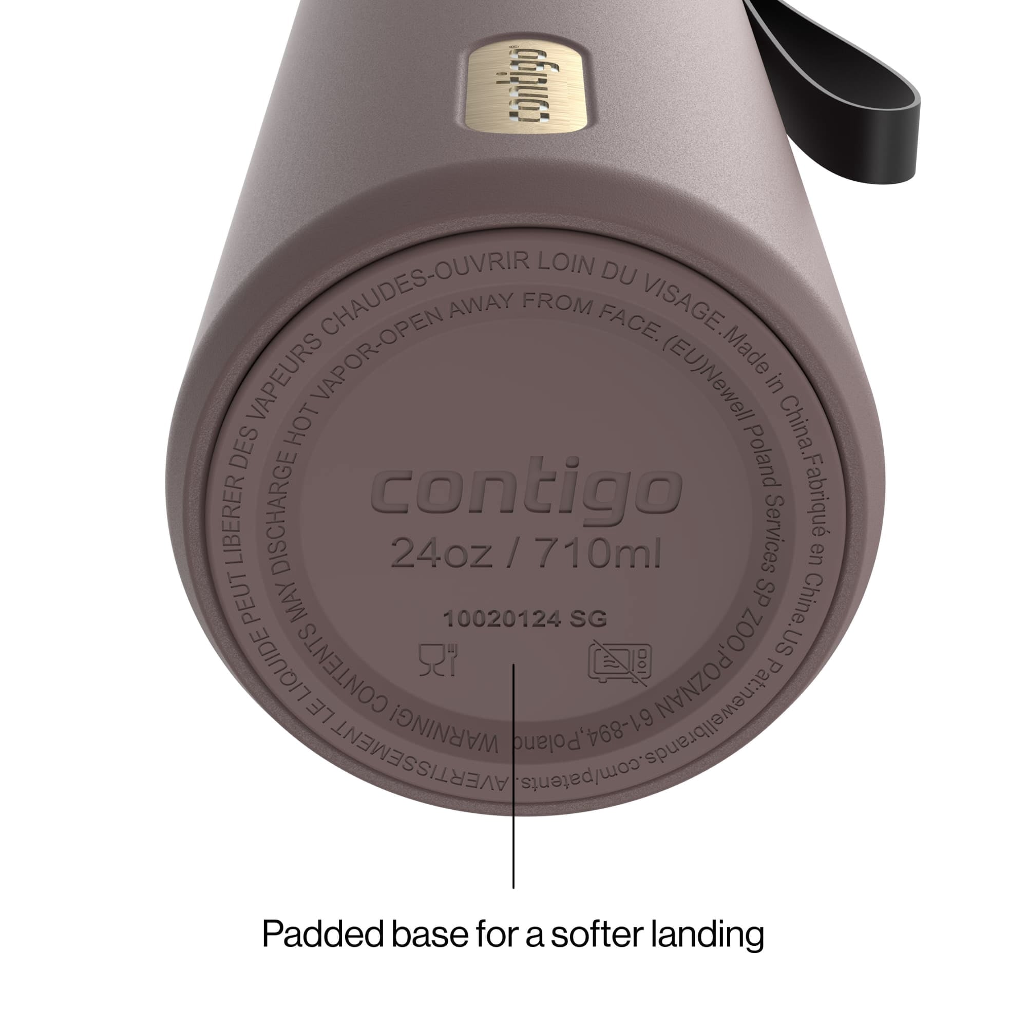 Contigo AutoSeal Leakproof Stainless Steel Reusable Water Bottle Tumbler with Carrying Strap, Cream/Champagne, 24 oz | YNTK