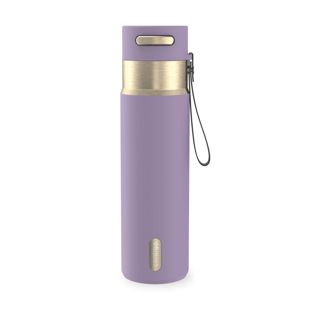 Contigo AutoSeal Leakproof Stainless Steel Reusable Water Bottle Tumbler with Carrying Strap, Cream/Champagne, 24 oz | YNTK