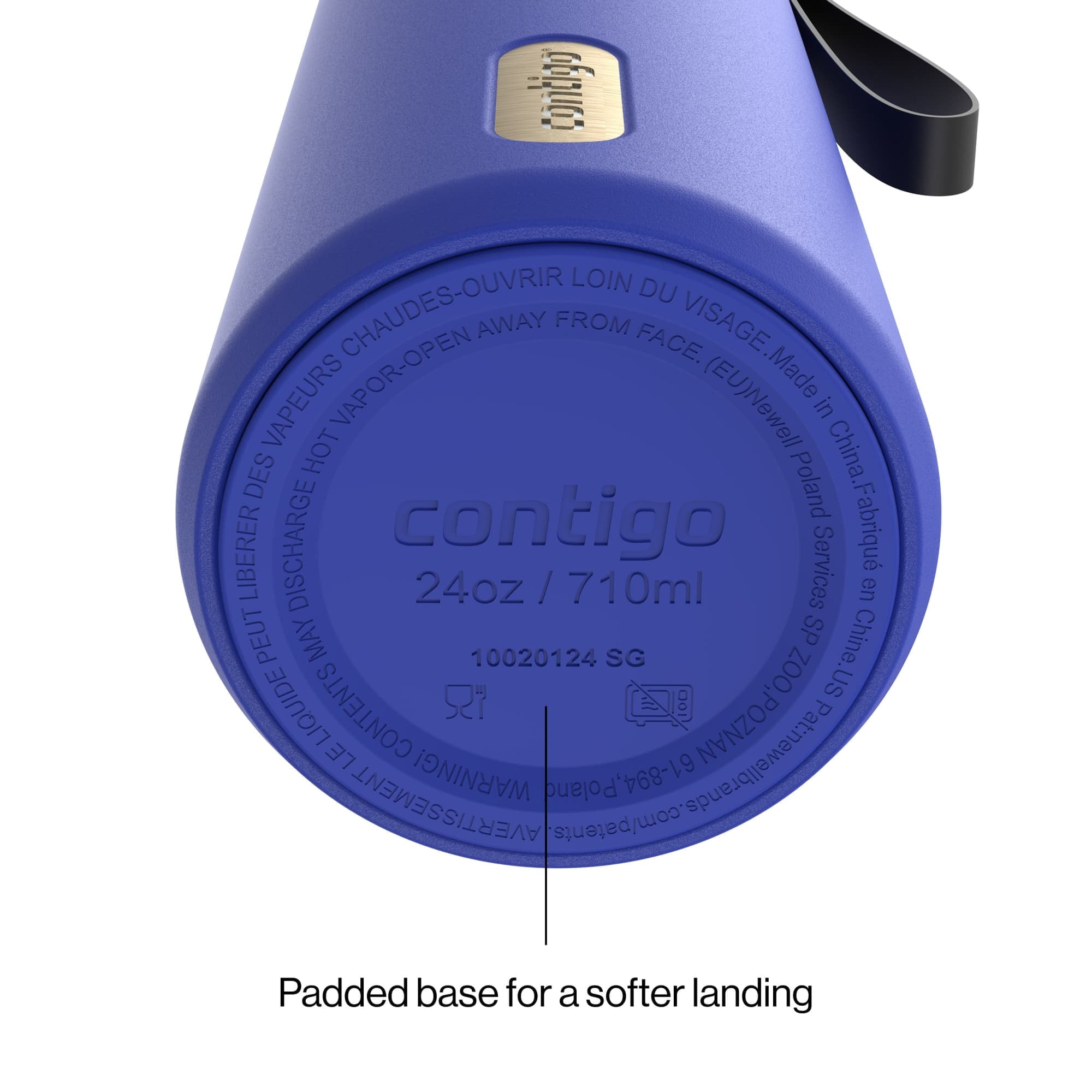 Contigo AutoSeal Leakproof Stainless Steel Reusable Water Bottle Tumbler with Carrying Strap, Cream/Champagne, 24 oz | YNTK