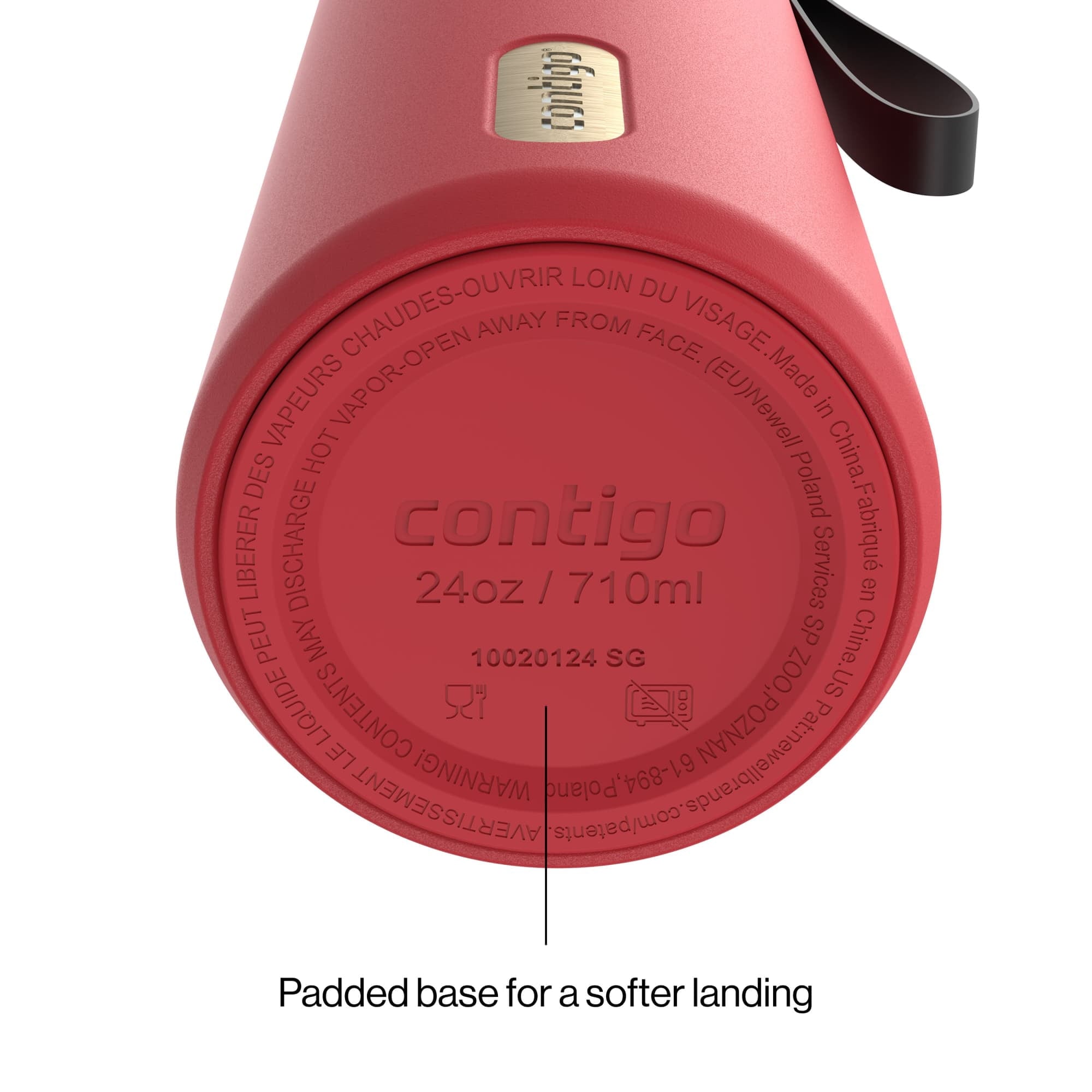 Contigo AutoSeal Leakproof Stainless Steel Reusable Water Bottle Tumbler with Carrying Strap, Cream/Champagne, 24 oz | YNTK