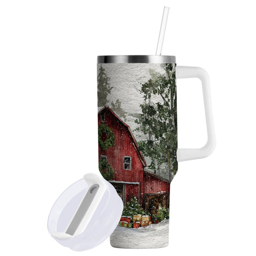30 oz Insulated Stainless Steel Tumbler Double Wall Stainless Steel Tumbler with 2-Way Drinking Old Red Barn | OGAB