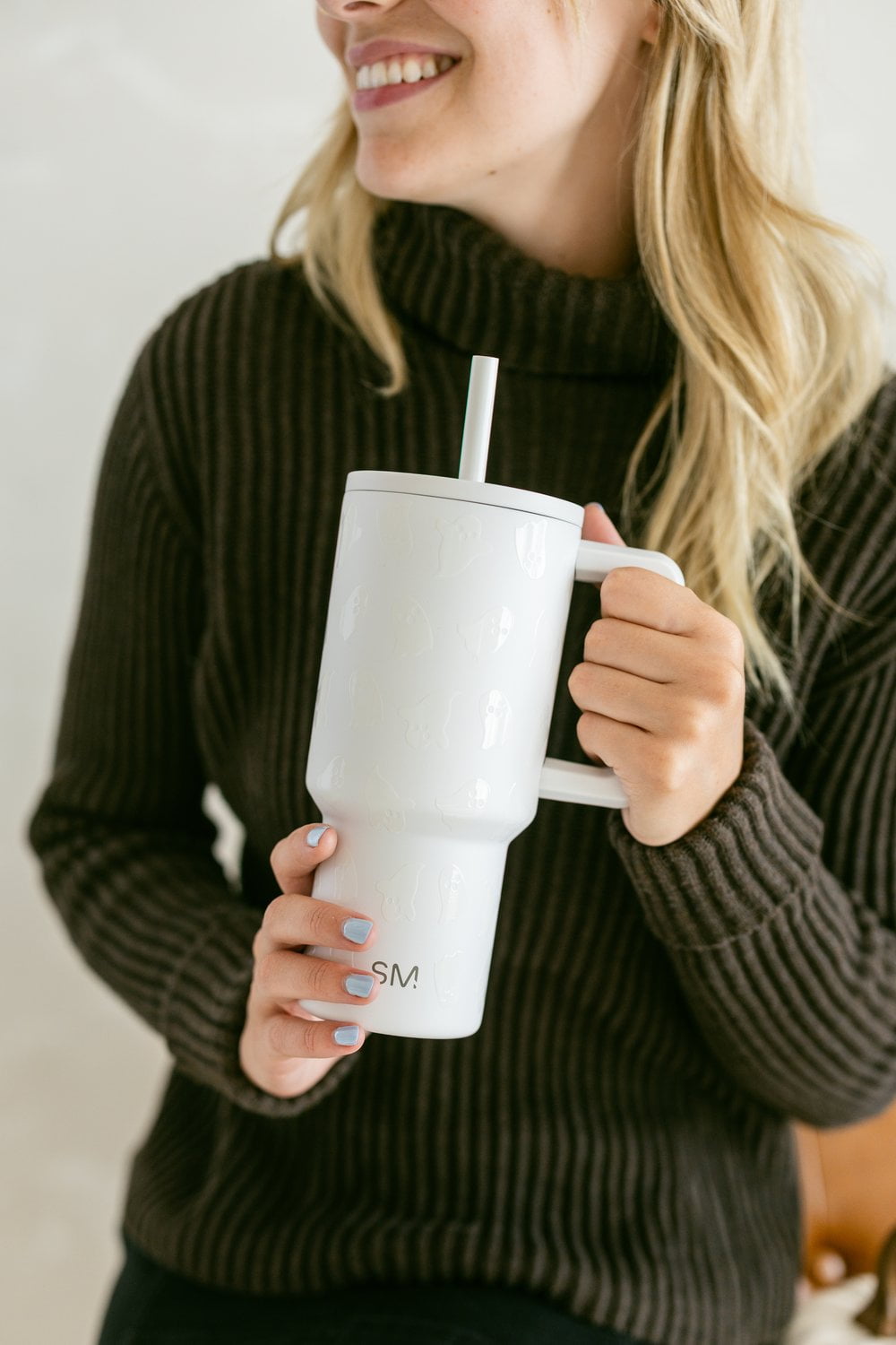 Simple Modern 30 fl oz Insulated Stainless Steel Trek Tumbler with Straw Lid | Seaglass Sage and Cream Checkmate | P40Y