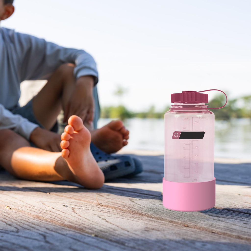Linkidea 2 Pack Water Bottle Boot Compatible with Nalgene Sustain Wide Mouth 32oz/48oz, Narrow Mouth 32oz, Silicone Anti-Slip Bottle Bottom Bumper Protector (Light Pink) | 8O06
