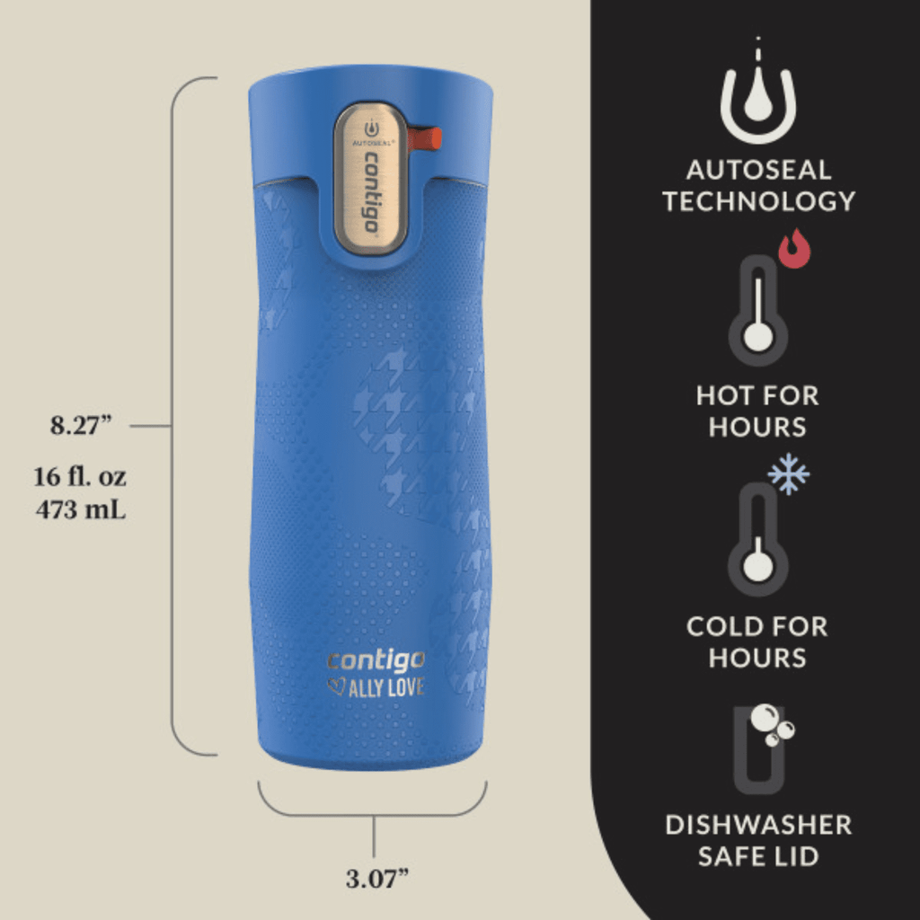Contigo x Ally Love Autoseal West Loop Vacuum-Insulated Stainless Steel Travel Mug with Easy-Clean Lid, 16 oz, Stellar Jay | 9BHN